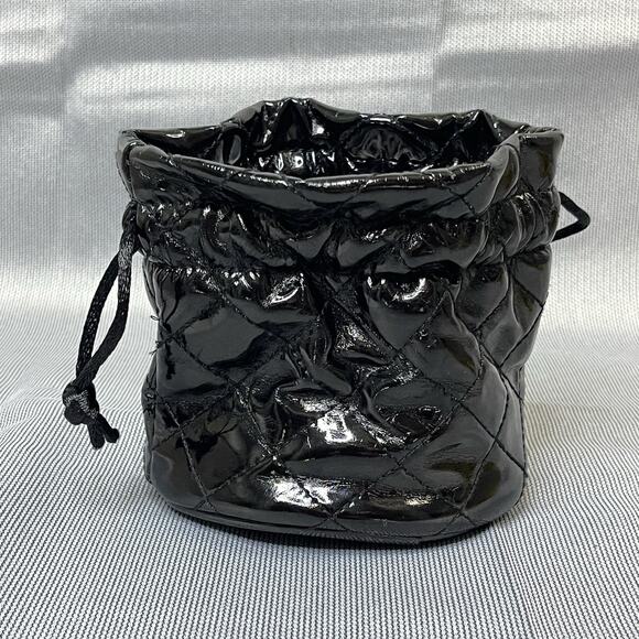 Guess Gift Pouch‎ Black Vinyl Quilted Drawstring Watch Holder Cosmetic Mini Bag - Picture 3 of 9